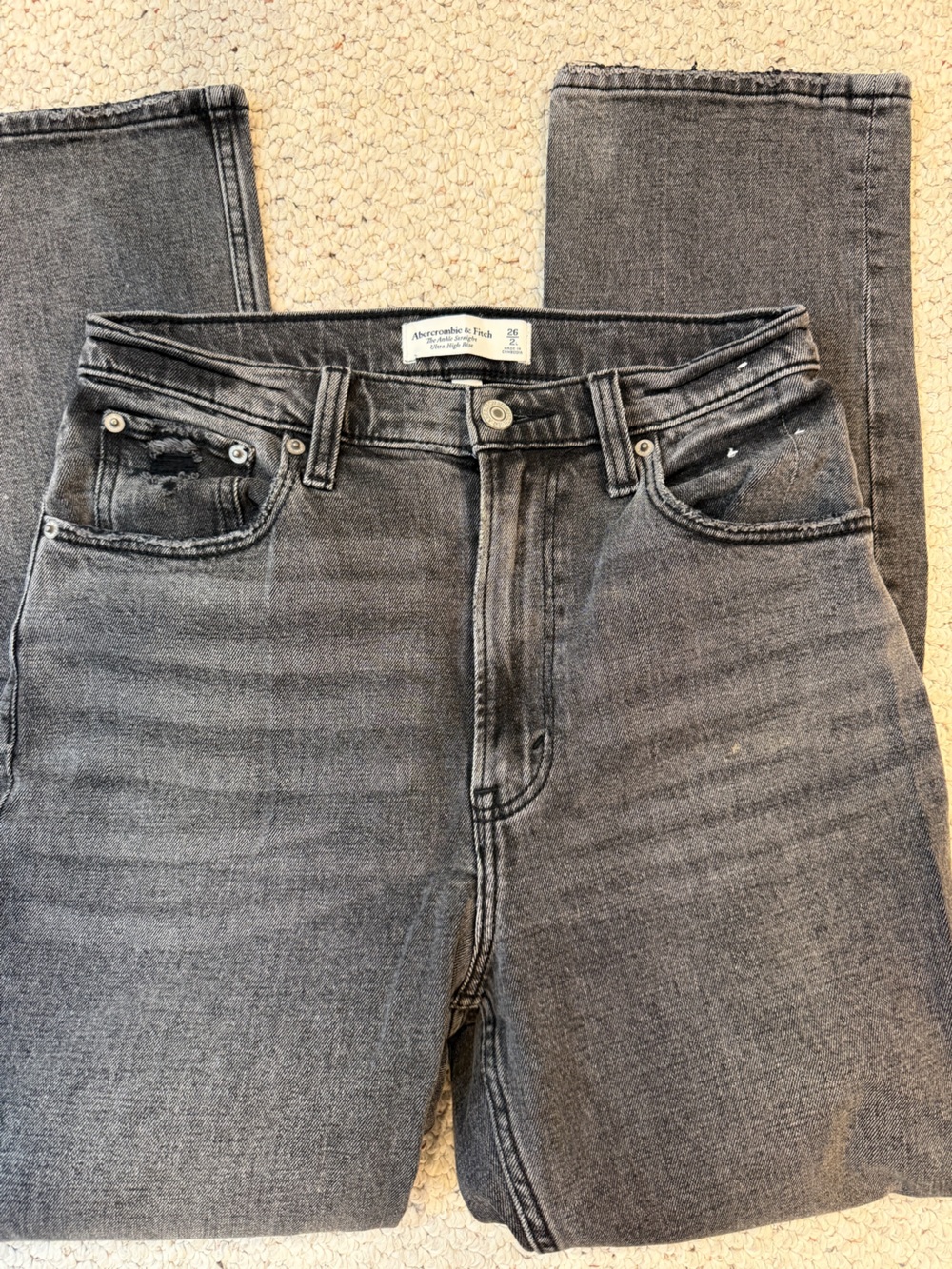 Abercrombie & Fitch Black Gray Washed High-Rise Skinny Jeans 26/2